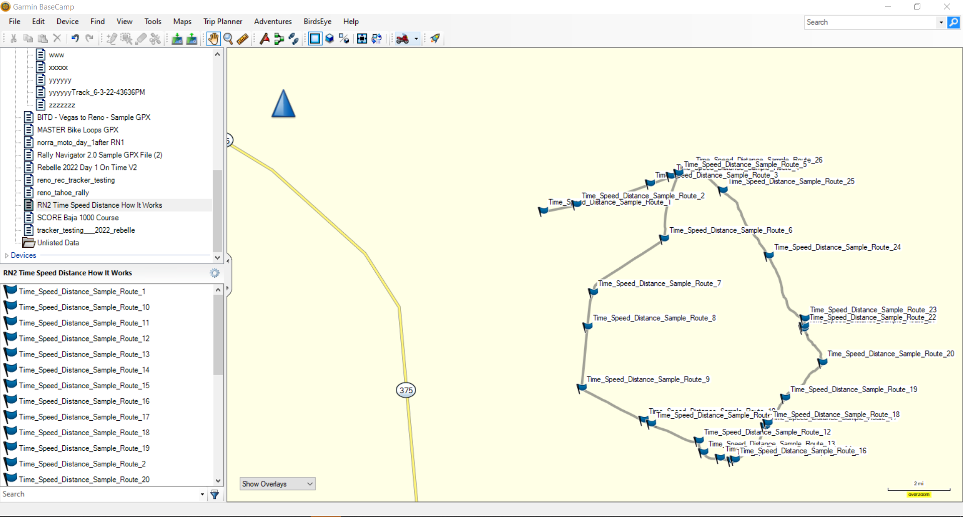 TSD rally GPX route file ready to load in GPS software